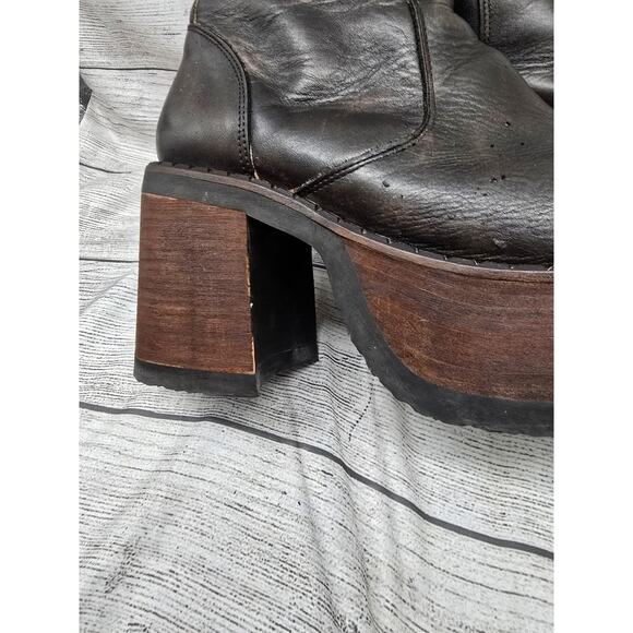 Vintage Early DESTROY Women's Ankle Boot Chunky Black Leather Size 43 EU *READ* - Picture 5 of 16